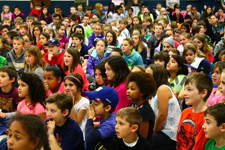 Amy Minor, Superintendent, with students